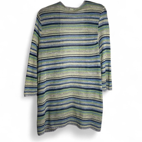 212 New York Crochet Knit Cardigan XL Blue Green Lightweight Boho - Picture 5 of 6